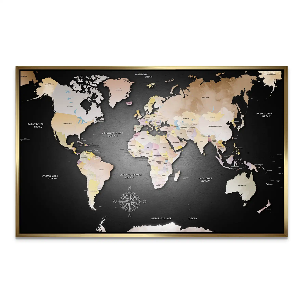 Weltkarte Color Style AluDibond Bild INGALERIE