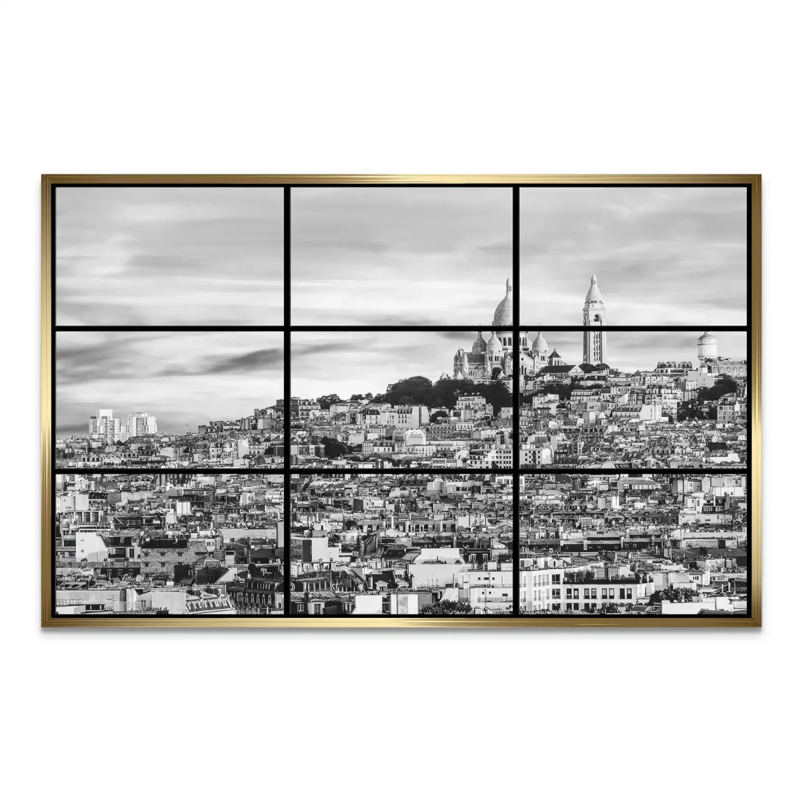 Paris Skyline Black and White AluDibond Bild