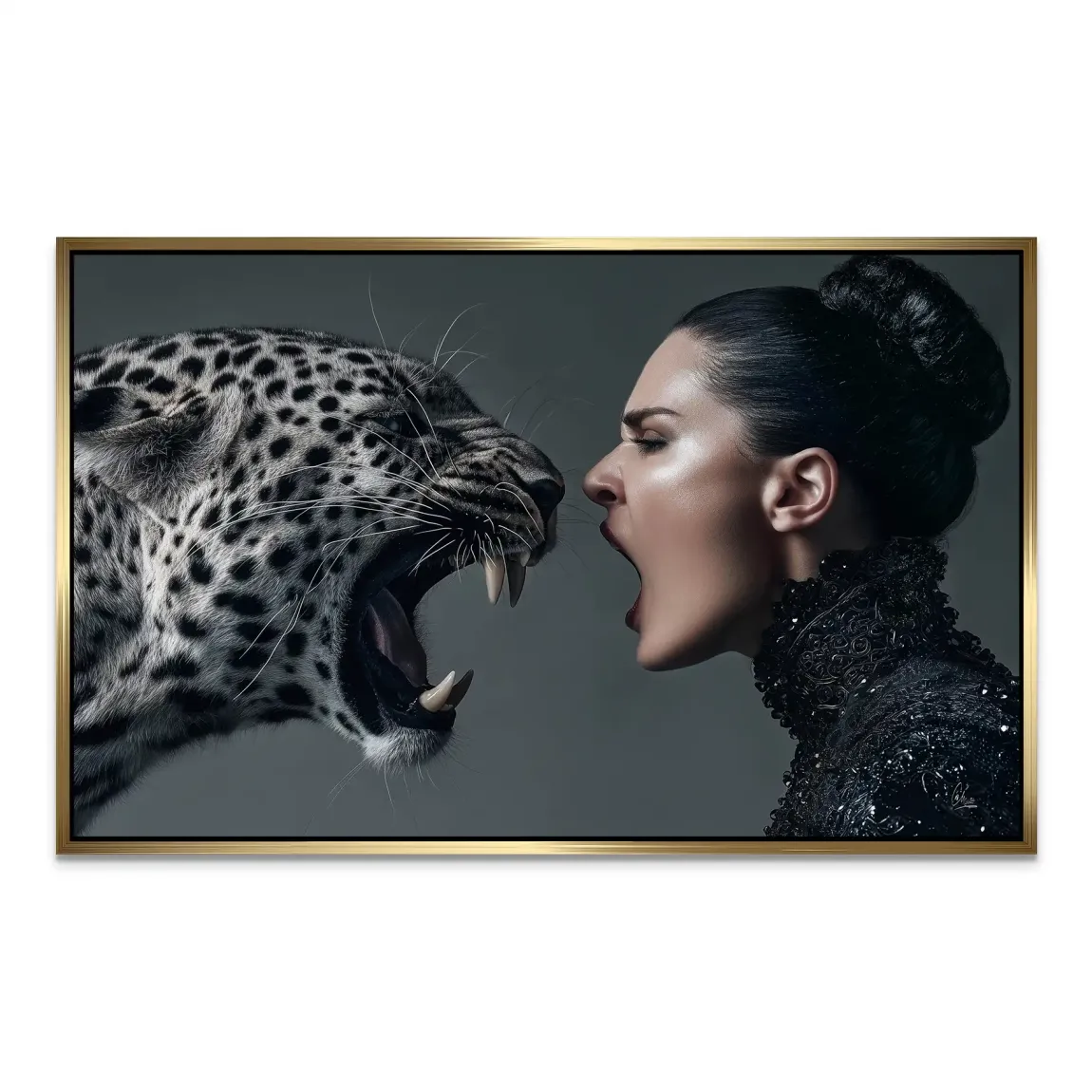 Wild Leopard Woman AluDibond Bild
