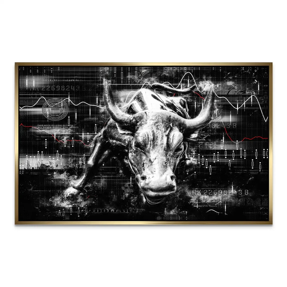 Börsenbulle Noir AluDibond Wandbild