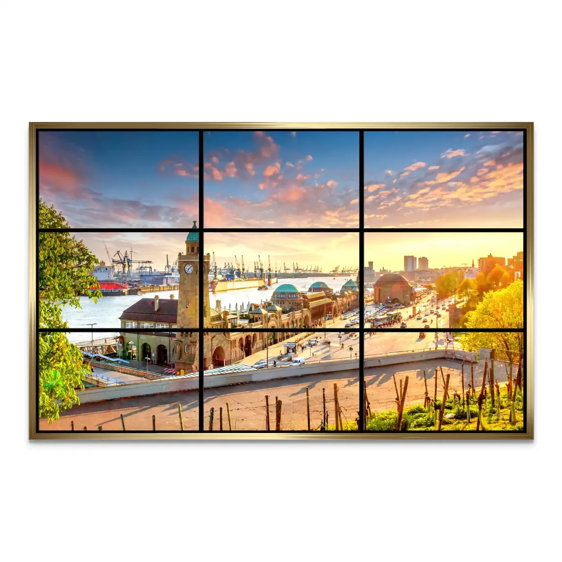 Hamburg Sunset View AluDibond Bild