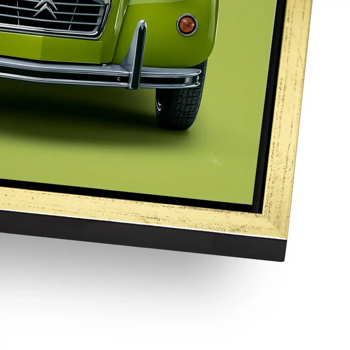Green Citroen 2CV Alu Dibond Wandbild