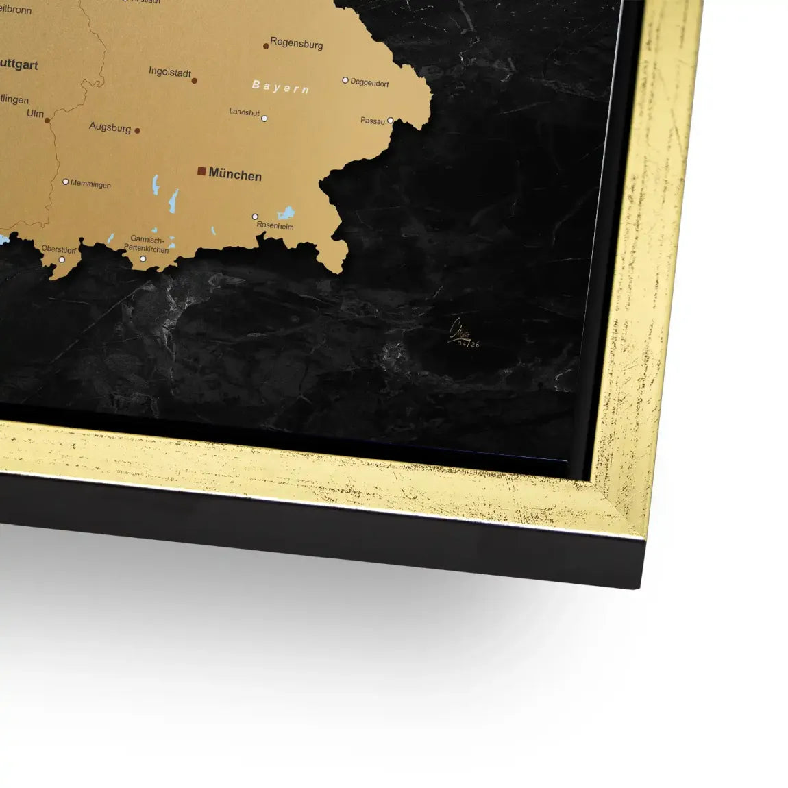 Deutschland Karte Gold Retro Alu Dibond Wandbild