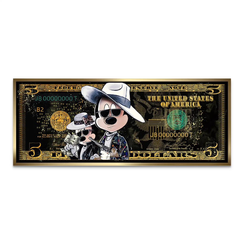 Micky und Minnie Dollar Modern Pop Art AluDibond Bild INGALERIE