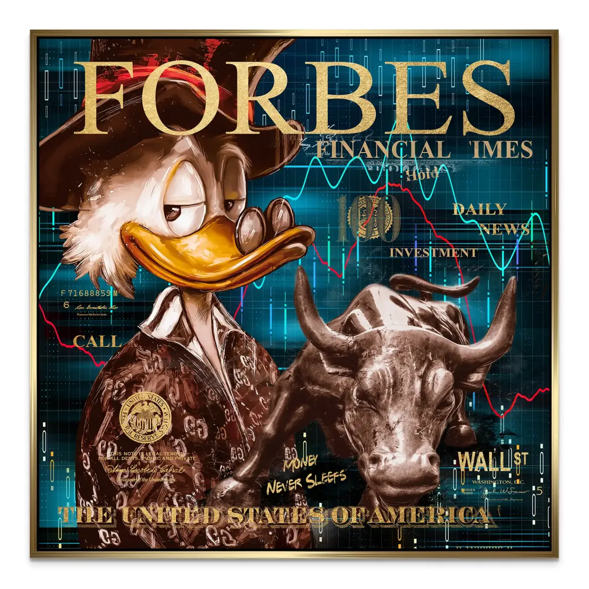 Dagobert Duck Wallstreet Alu Dibond Bild