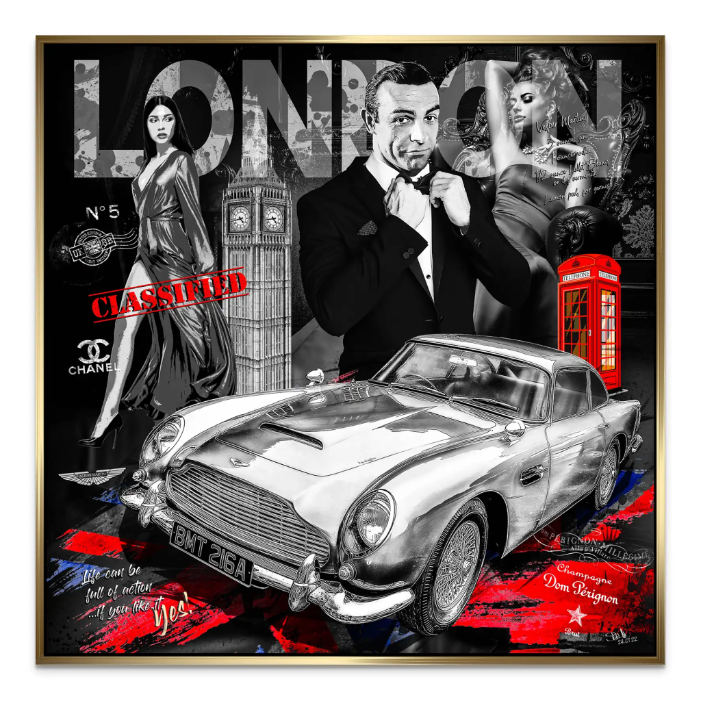 James Bond RetroStyle AluDibond Bild INGALERIE