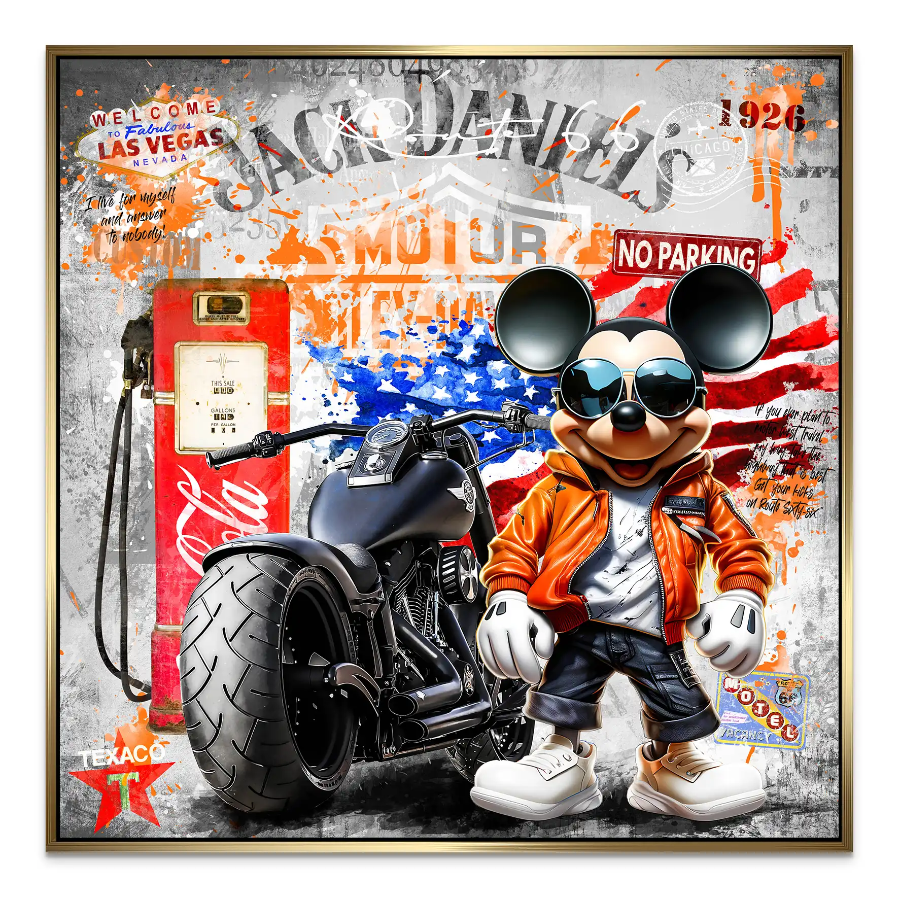 Harley Micky Maus Pop Art AluDibond Bild INGALERIE