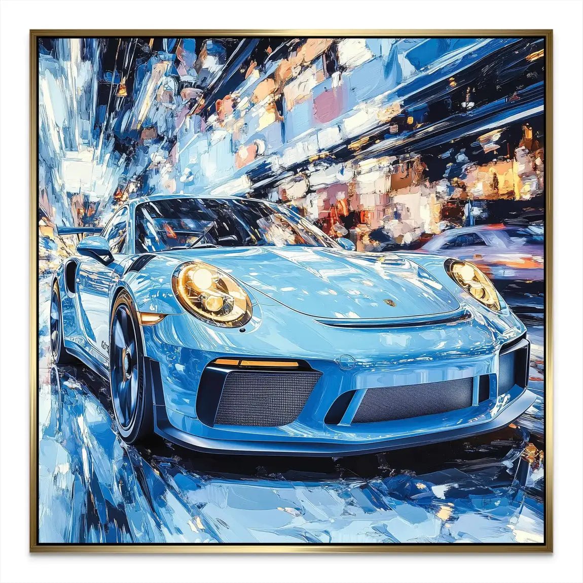 Porsche 911 Abstrakt Blue Alu Dibond Bild INGALERIE