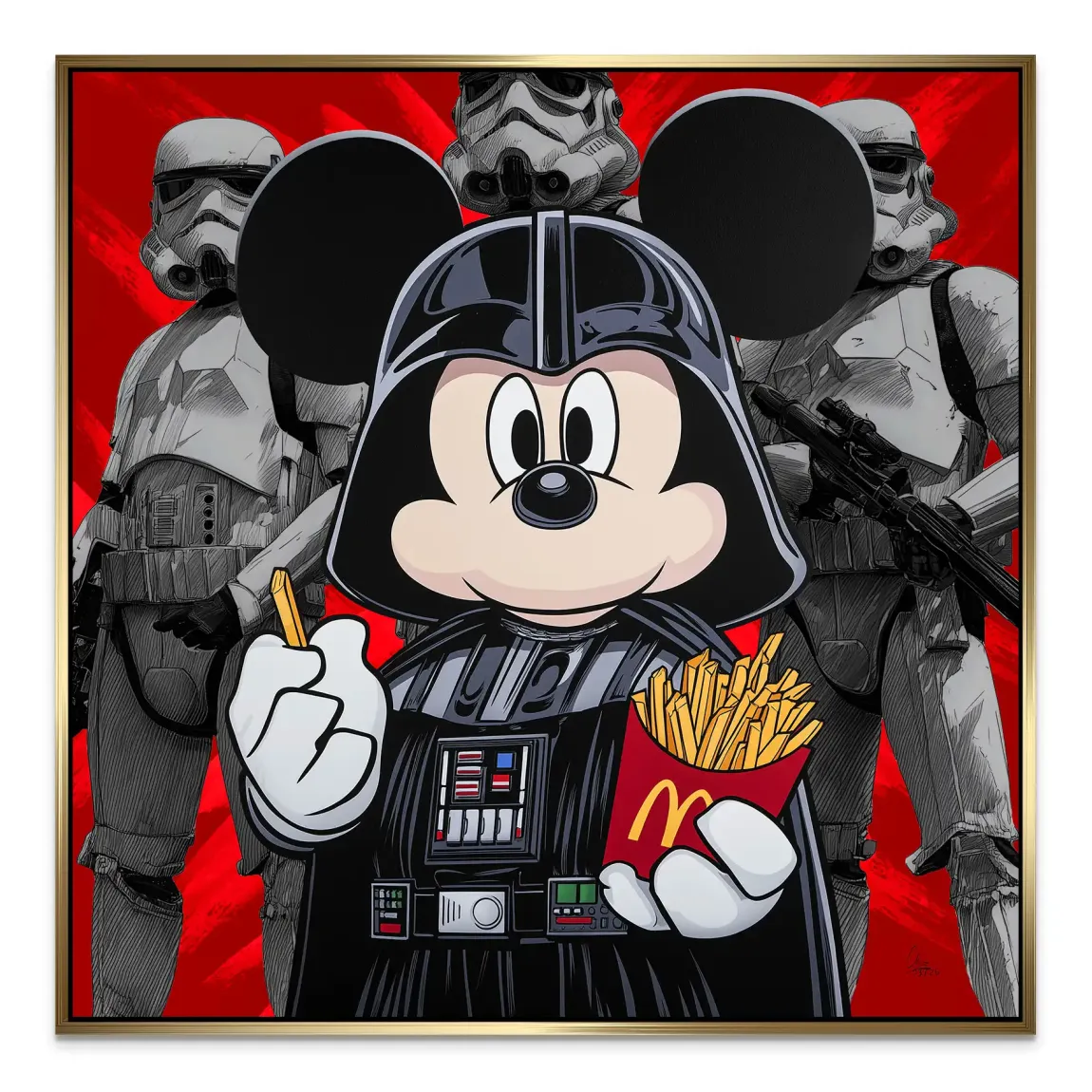 Micky Maus Vader Alu Dibond Wandbild