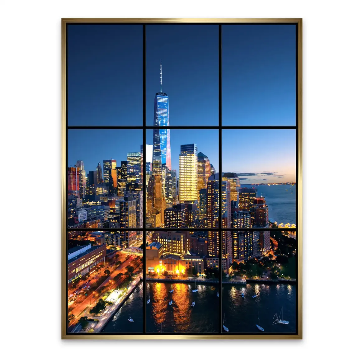 Skyline Lights New York Alu Dibond Bild