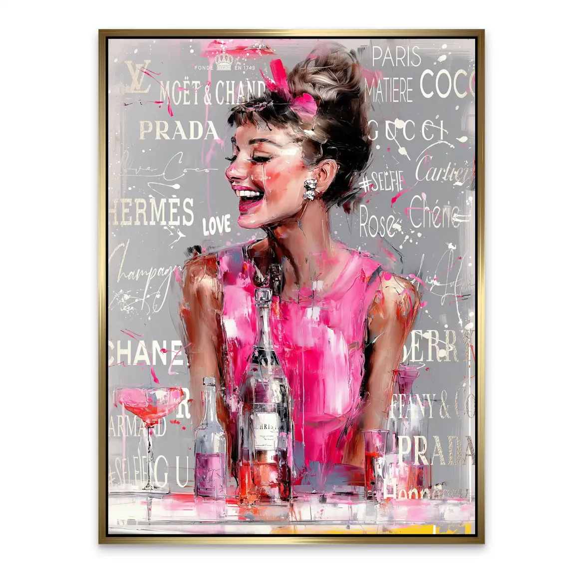 Champagne Bliss Audrey Hepburn Alu Dibond Bild