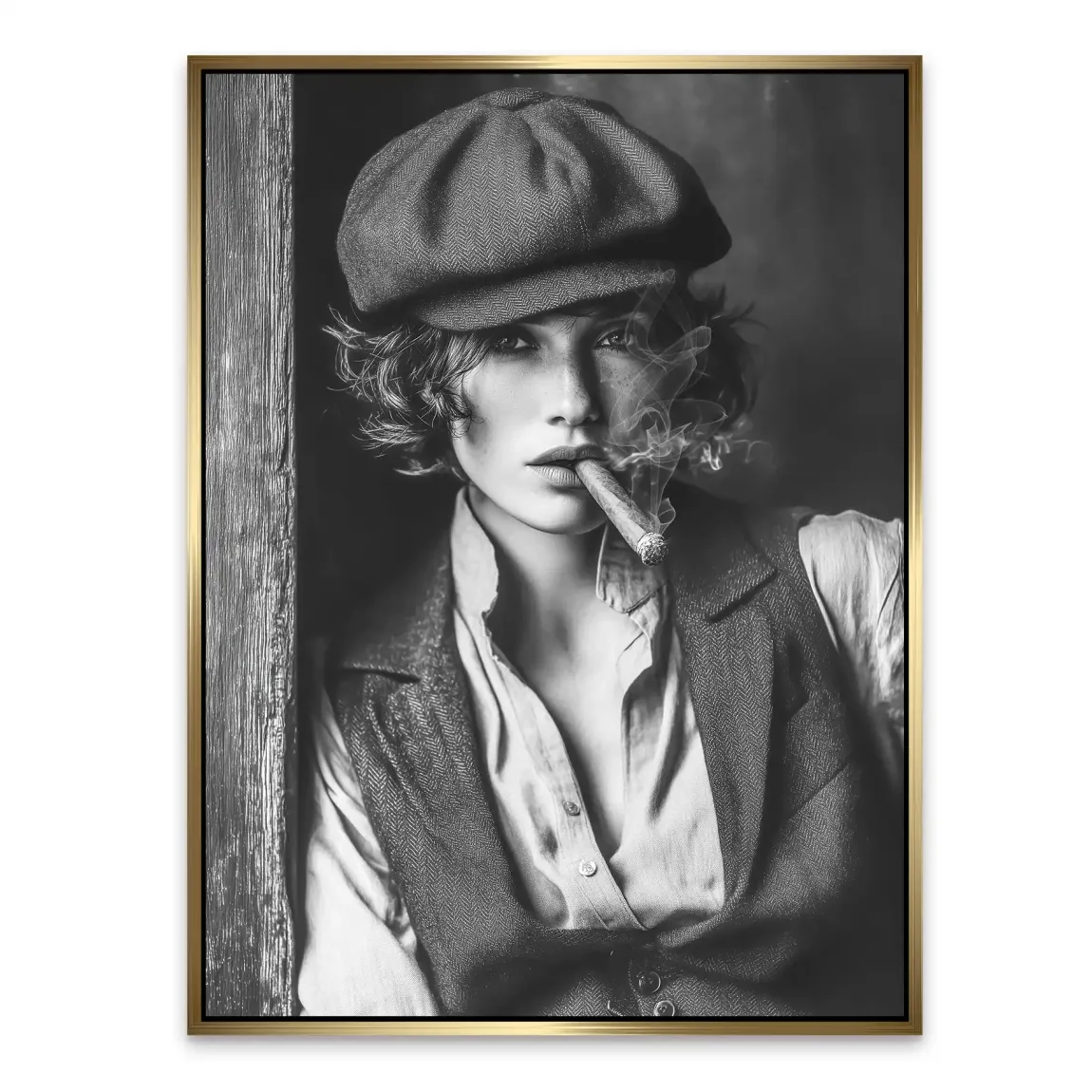 Smoke & Secrets Beauty in schwarz weiss Alu Dibond Bild INGALERIE