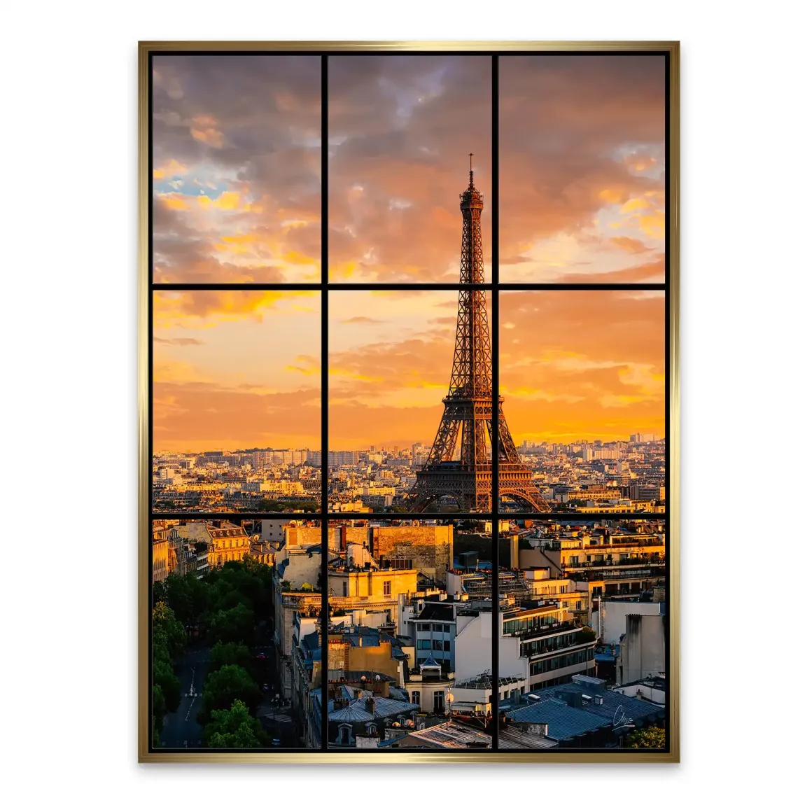 Sunset View Paris Alu Dibond Bild