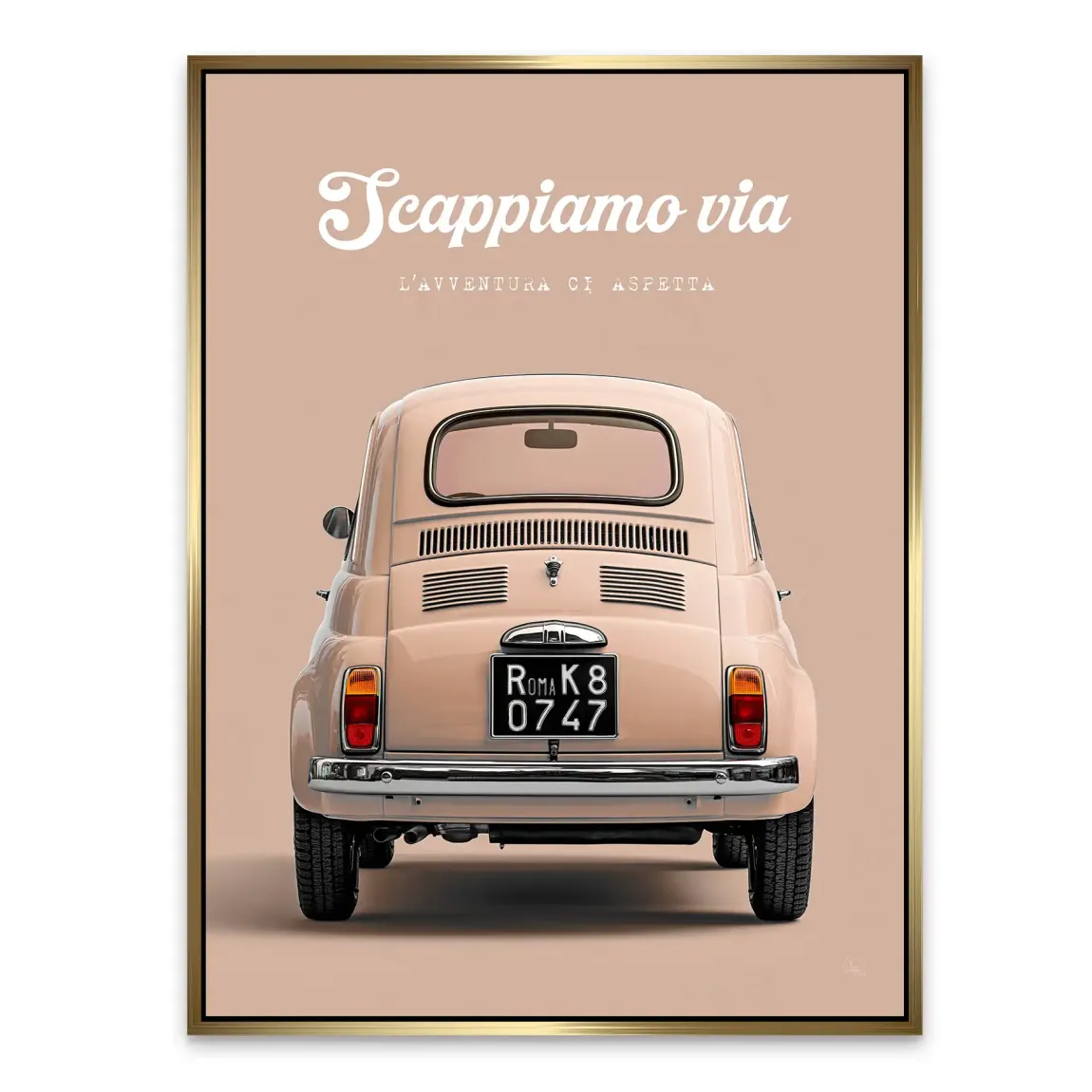 Fiat 500 Crema Alu Dibond Wandbild