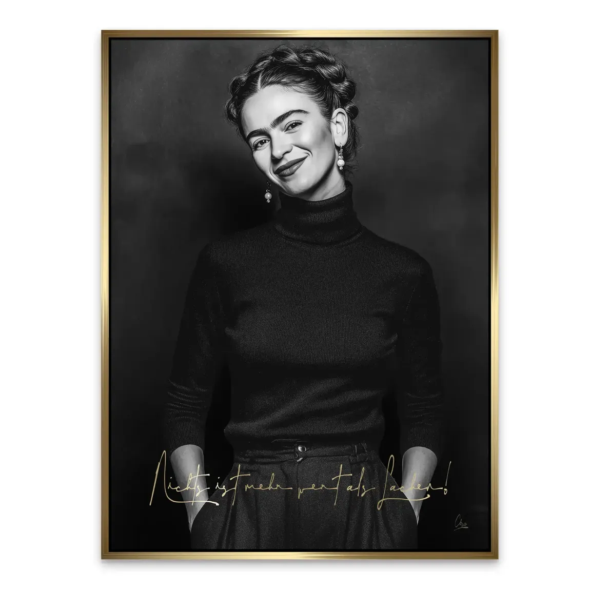 Frida Kahlo stilles Lächeln Alu Dibond Bild