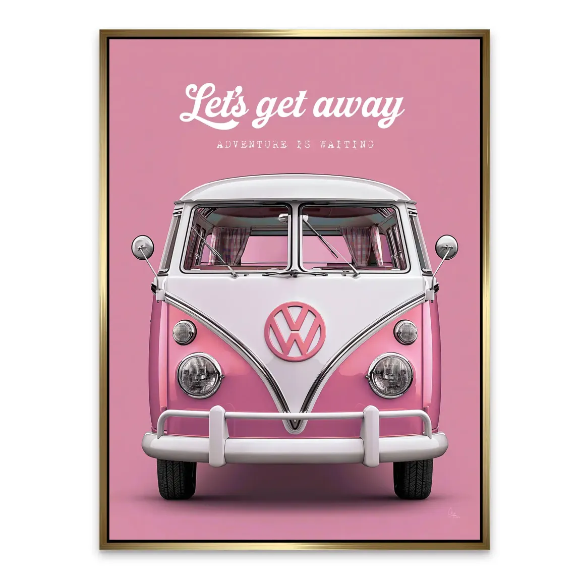 Pink VW Bulli Alu Dibond Wandbild