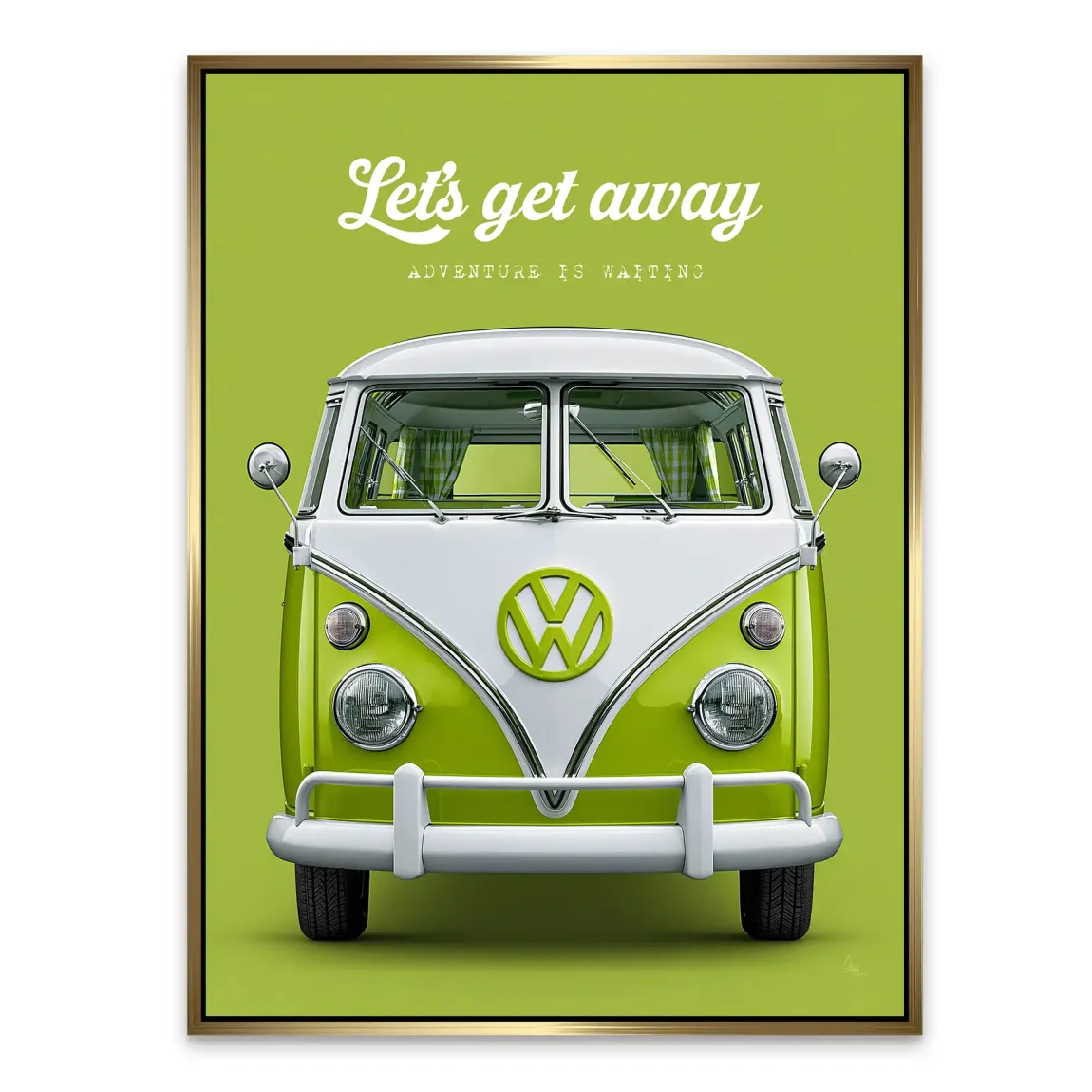 Green VW Bulli Alu Dibond Wandbild