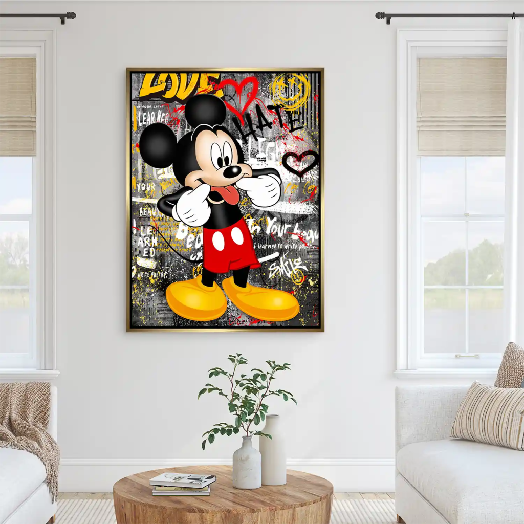 Micky Love and Hate Pop Art AluDibond Bild INGALERIE