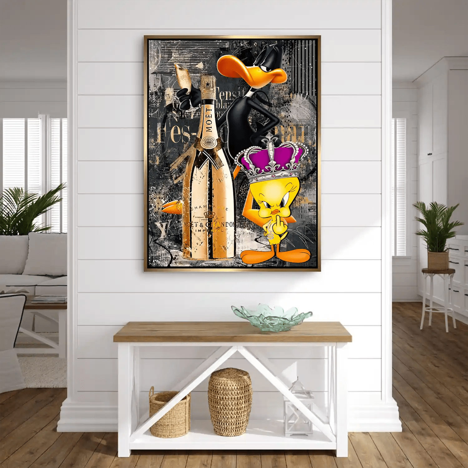 Duffy & Tweety Champagner Pop Art AluDibond Bild INGALERIE