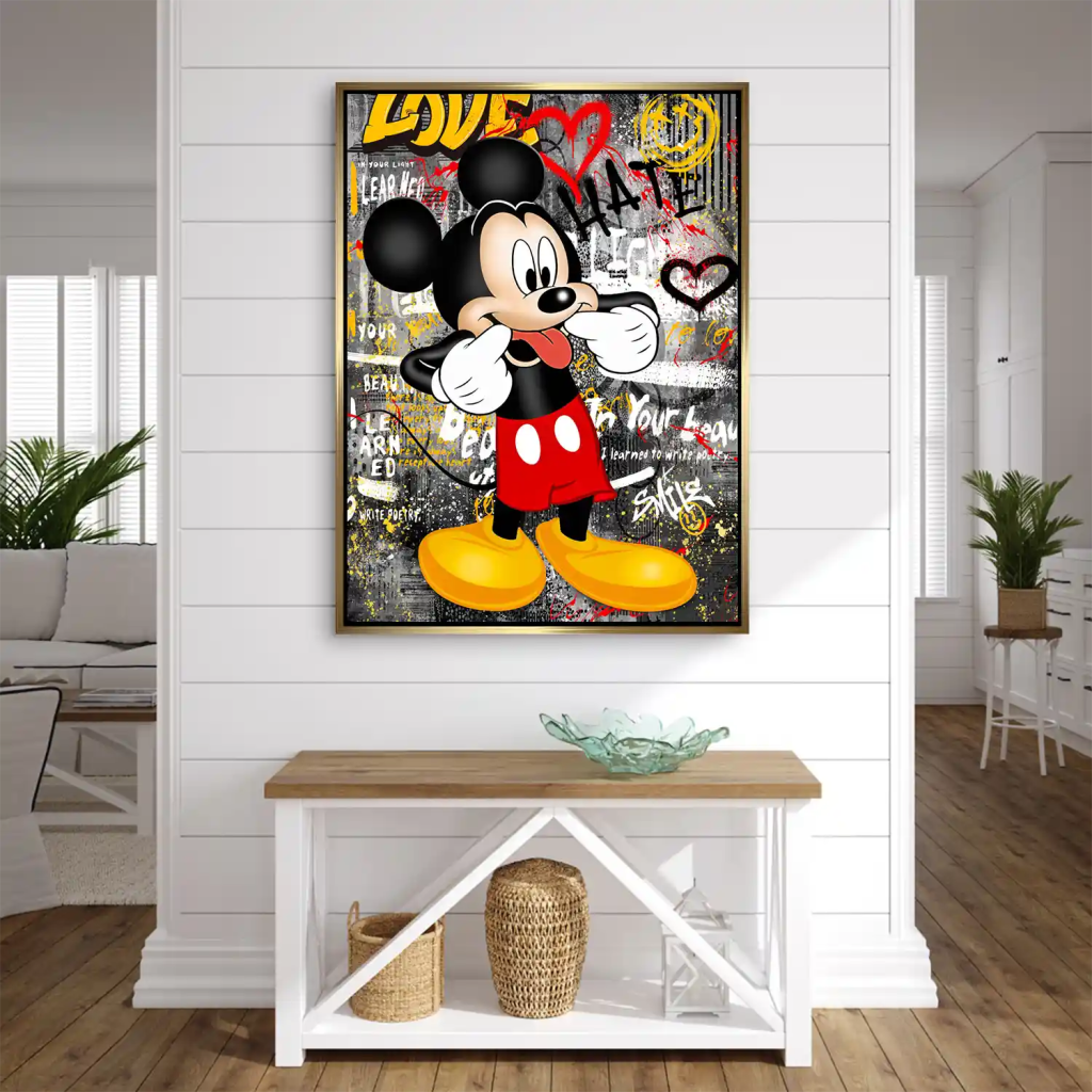 Micky Love and Hate Pop Art AluDibond Bild INGALERIE