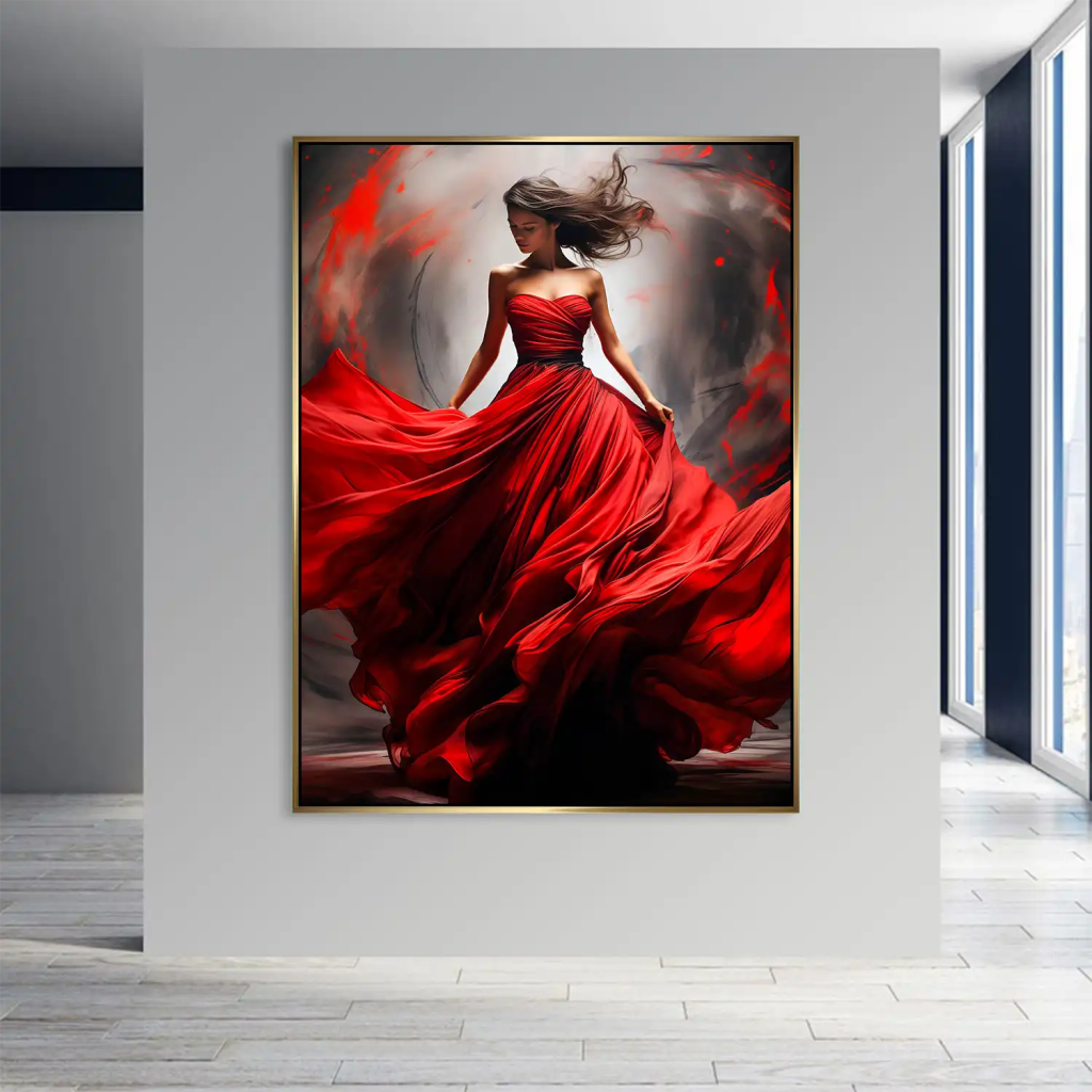 Woman In Red AluDibond Bild INGALERIE