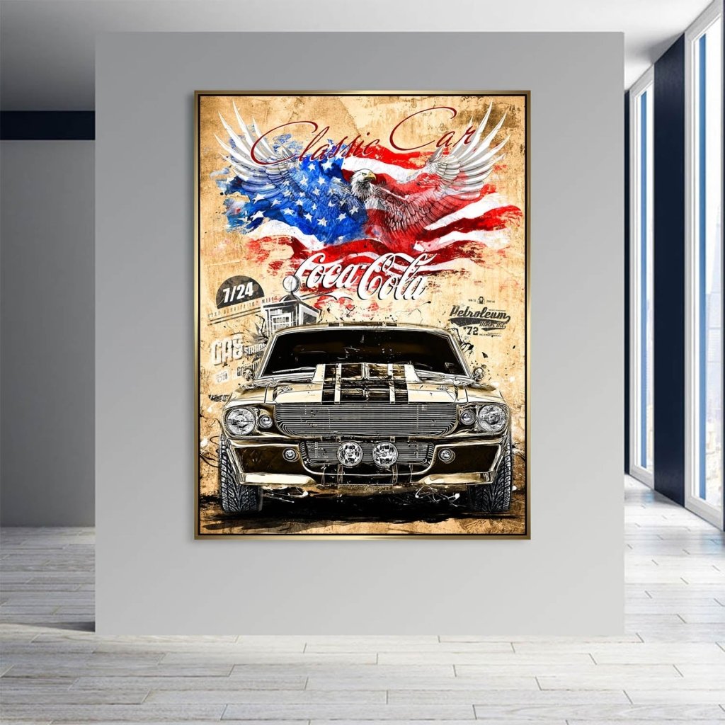 Ford Mustang Pop Art Retro Style AluDibond Bild INGALERIE