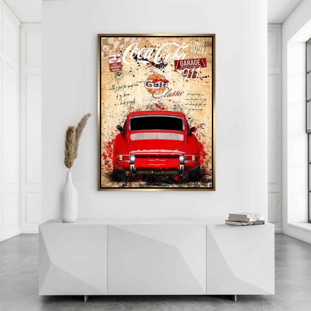 Porsche 911 Vintage Style AluDibond Bild INGALERIE