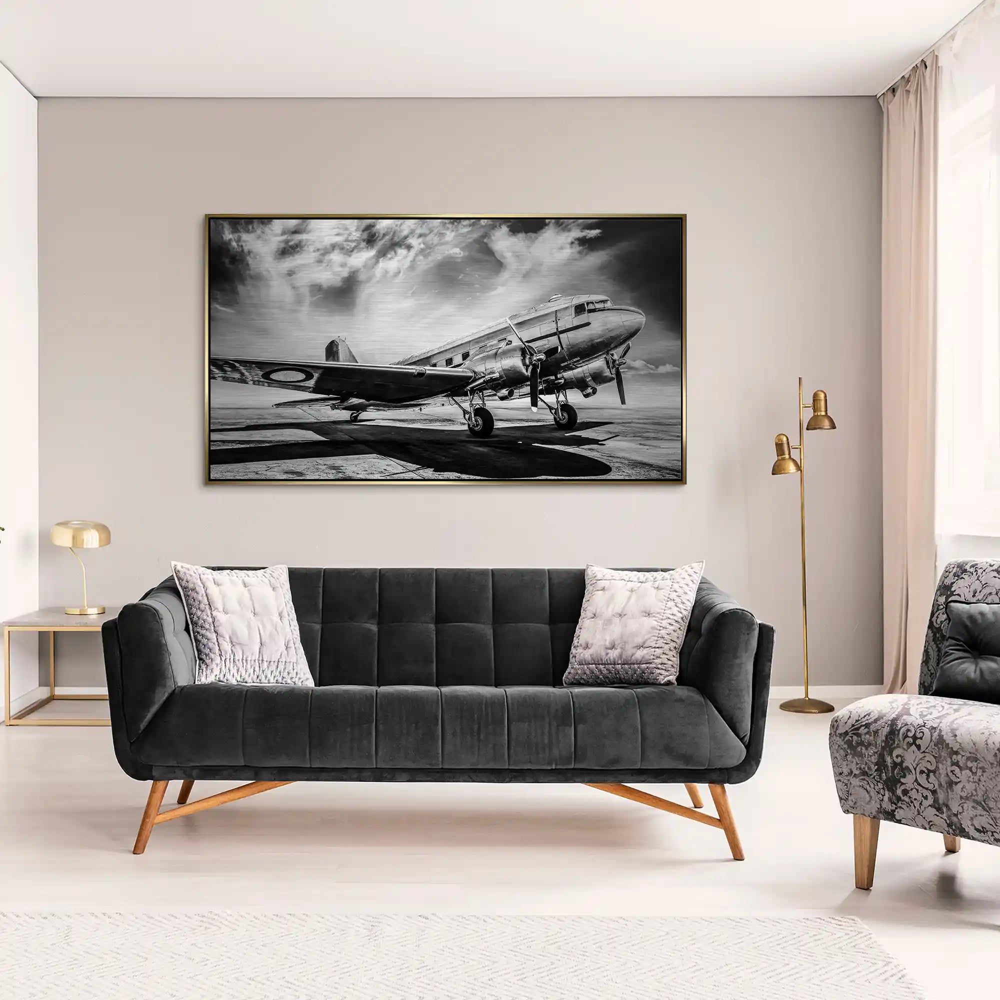 DC3 Vintage Flugzeug Alu Gebürstet INGALERIE