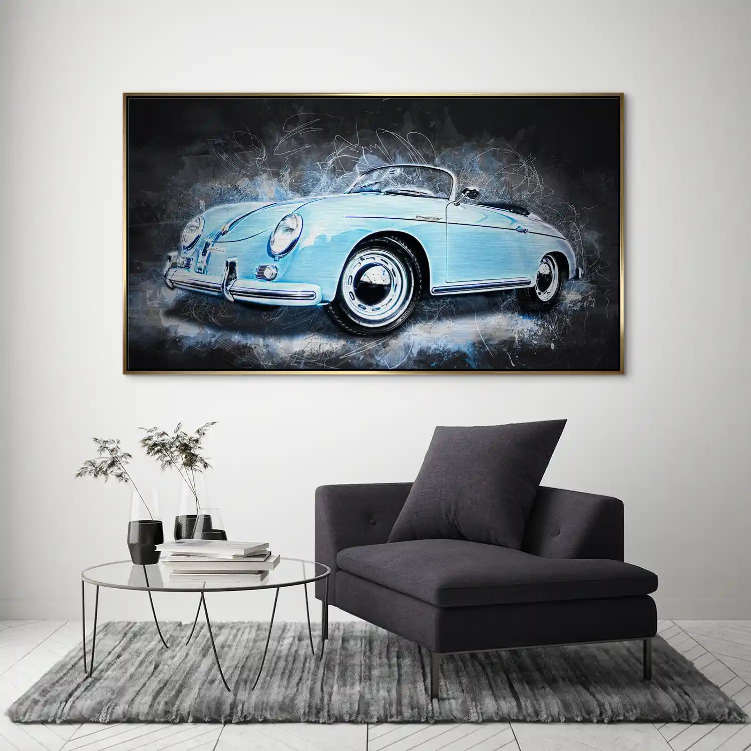 Blue Porsche Speedster Abstrakt Style Alu Gebürstet INGALERIE