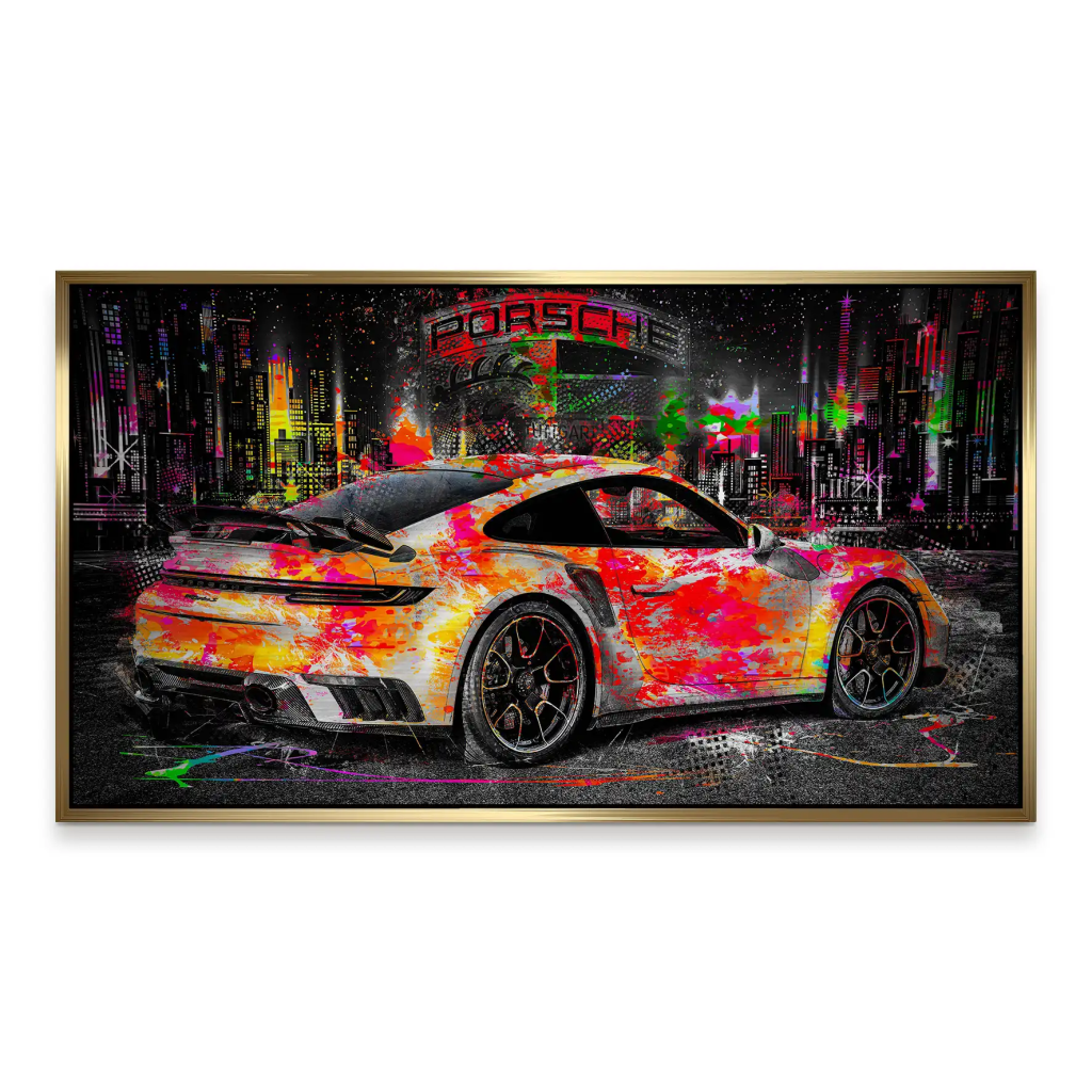 Porsche 911 Turbo Pop Art Style Alu Gebürstet INGALERIE