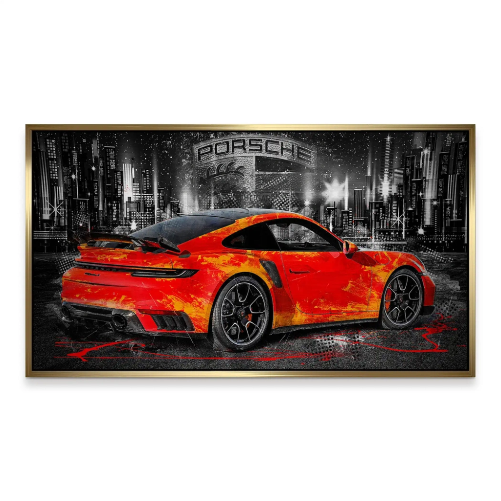 Porsche 911 Turbo Abstrakt Orange Alu Gebürstet INGALERIE