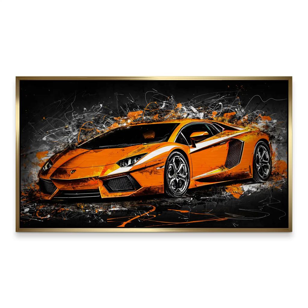 Lambo Aventador Abstrakt Orange Alu Gebürstet INGALERIE