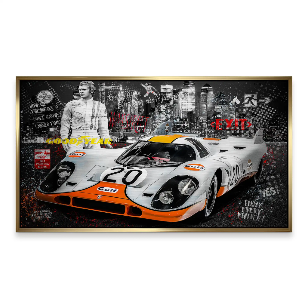 Steve McQueen Porsche 917 Black Style Alu Gebürstet INGALERIE