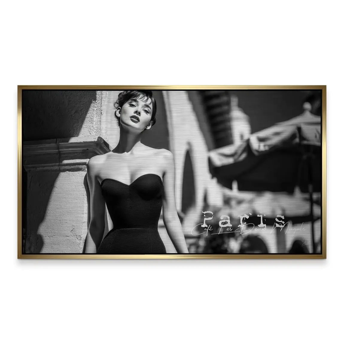 Audrey Hepburn Paris Cafe Alu Gebürstet