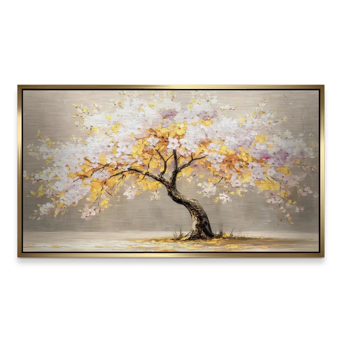 Gold Leaf Tree Art Alu Gebürstet