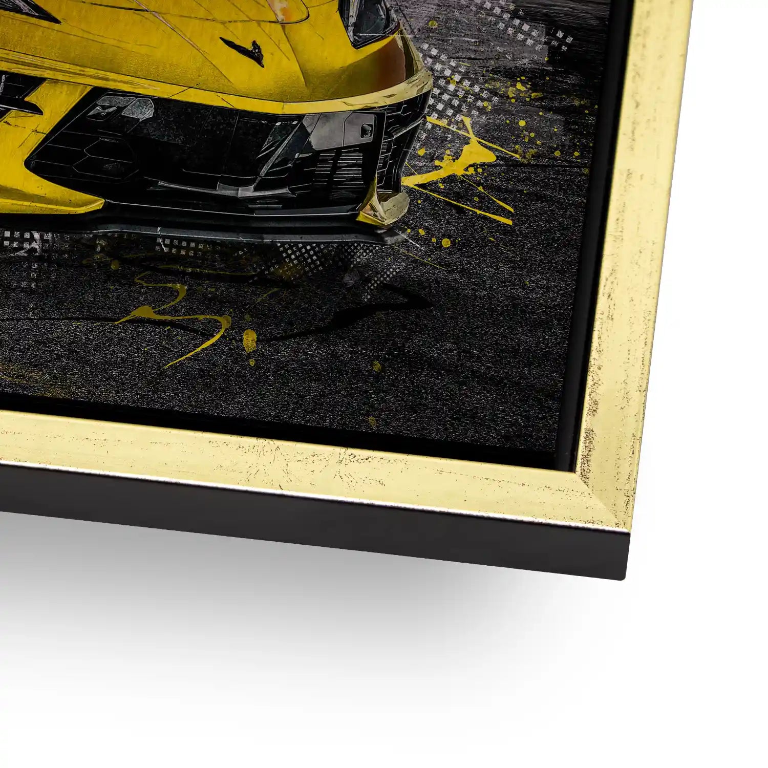 Corvette C8 Abstrakt Gelb Alu Gebürstet Bild INGALERIE
