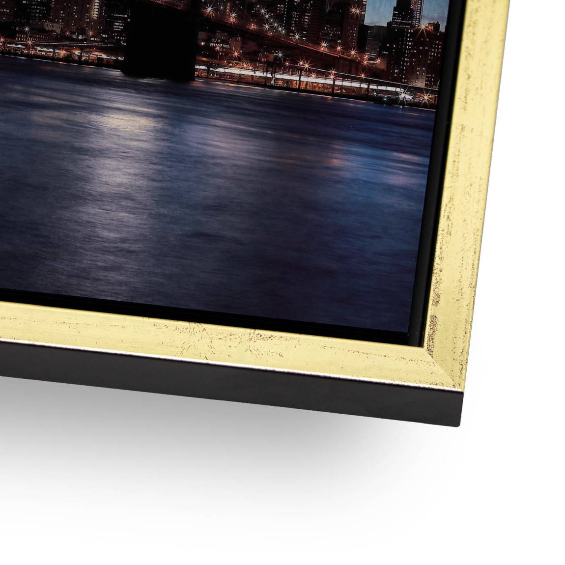Manhatten bei Nacht Aluminiumbild gebürstet