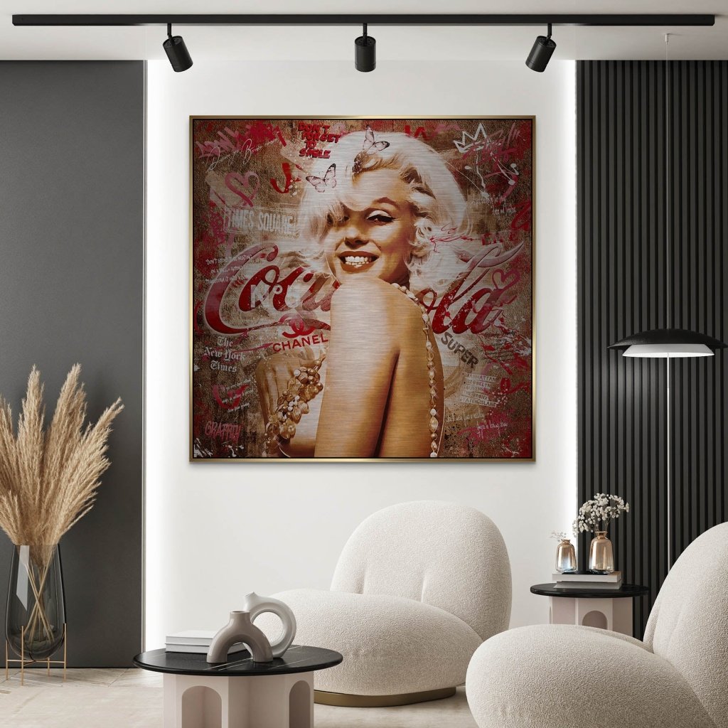 Marilyn Monroe Graffiti Retro Style Alu Gebürstet Bild INGALERIE