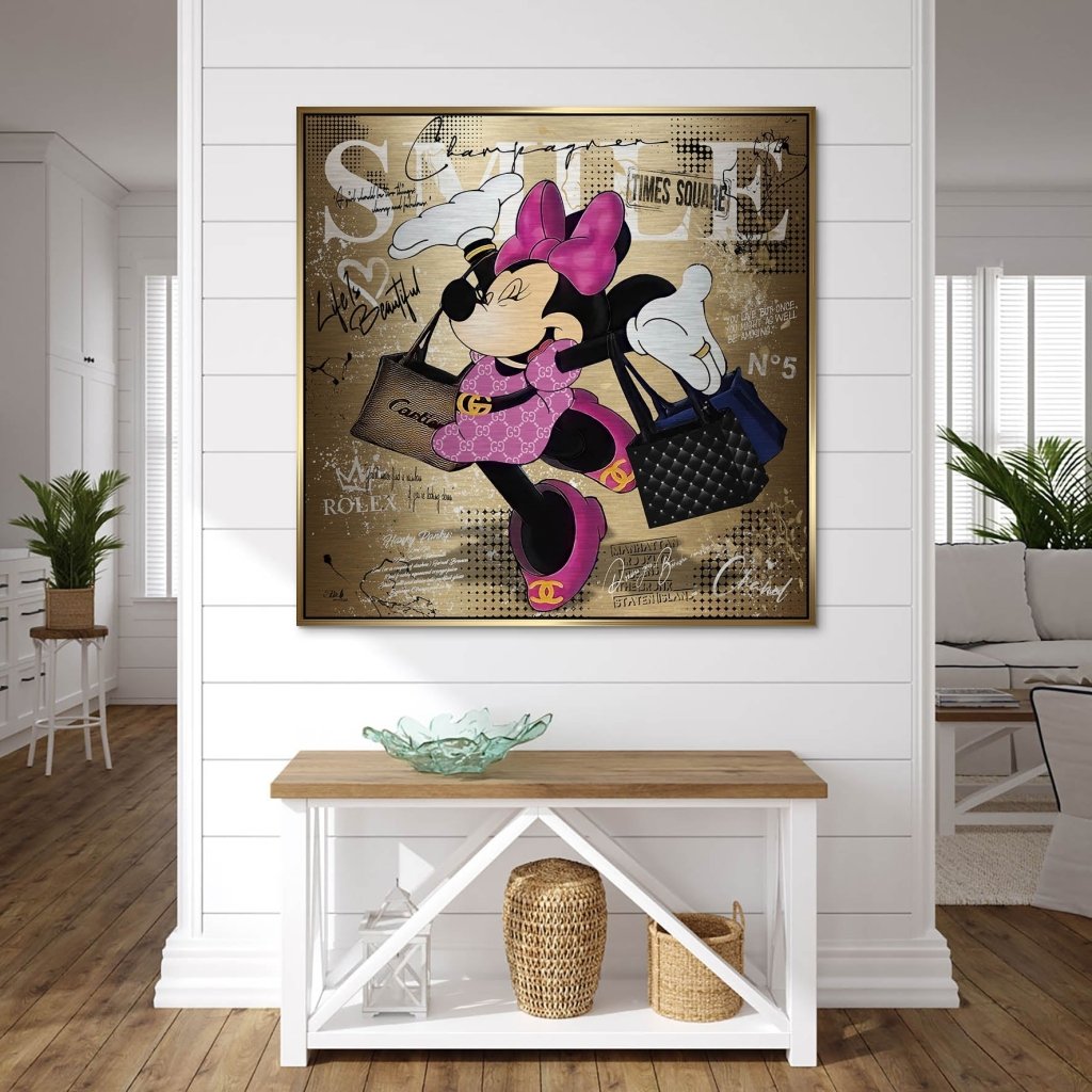 Minnie Smile Gold Pop Art Alu Gebürstet INGALERIE