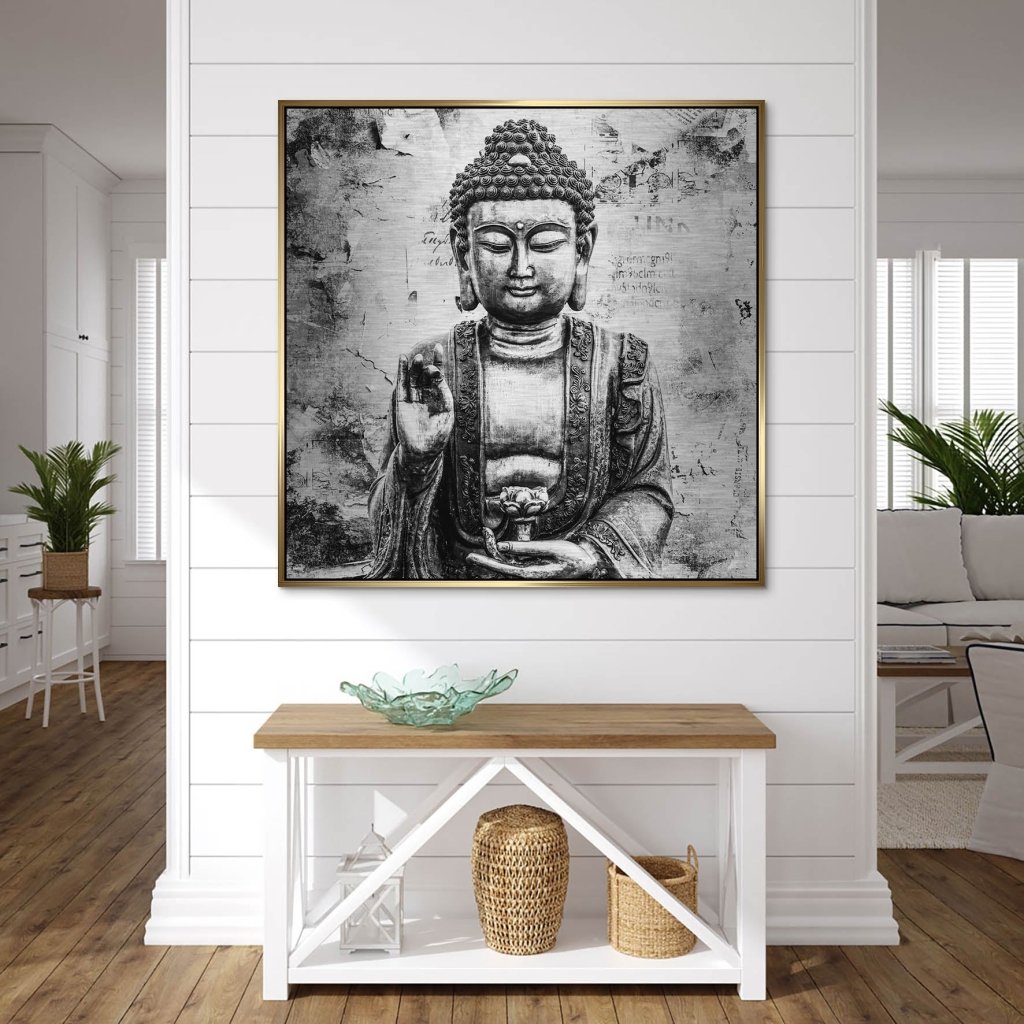 Buddha Abstrakt Black & White Alu Gebürstet Bild INGALERIE