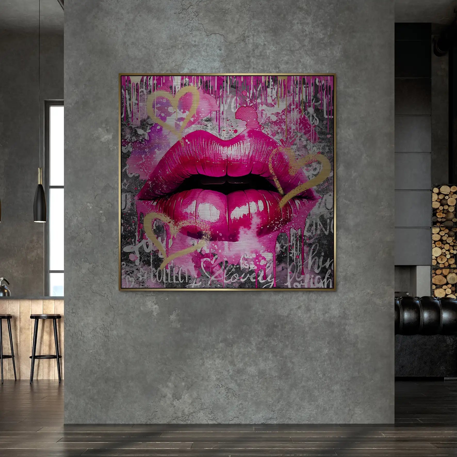 Sweet Lips Dark Style Alu Gebürstet Bild INGALERIE