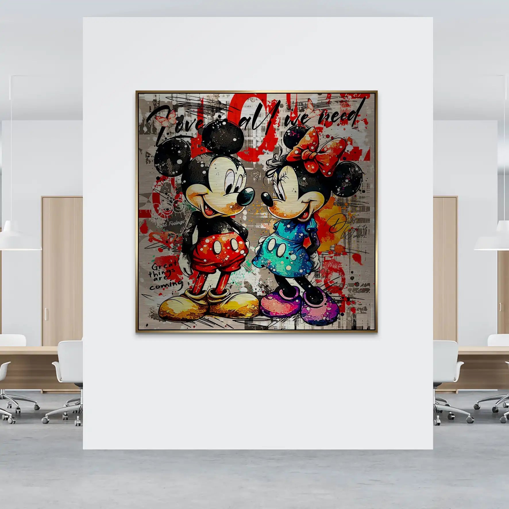 Micky Minnie Love Retro Alu Gebürstet INGALERIE