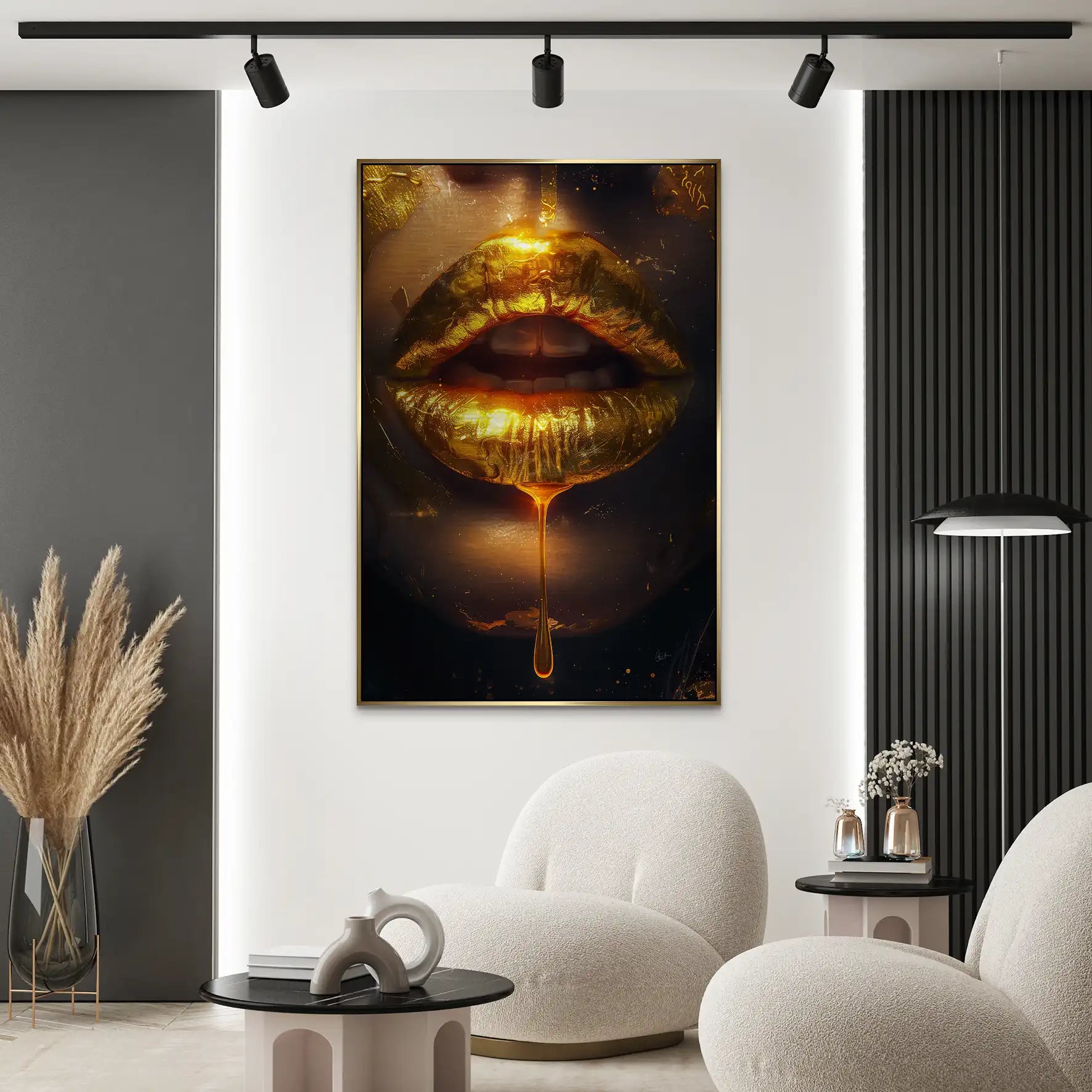 Sweet Gold Lips AluDibond Gebürstet INGALERIE