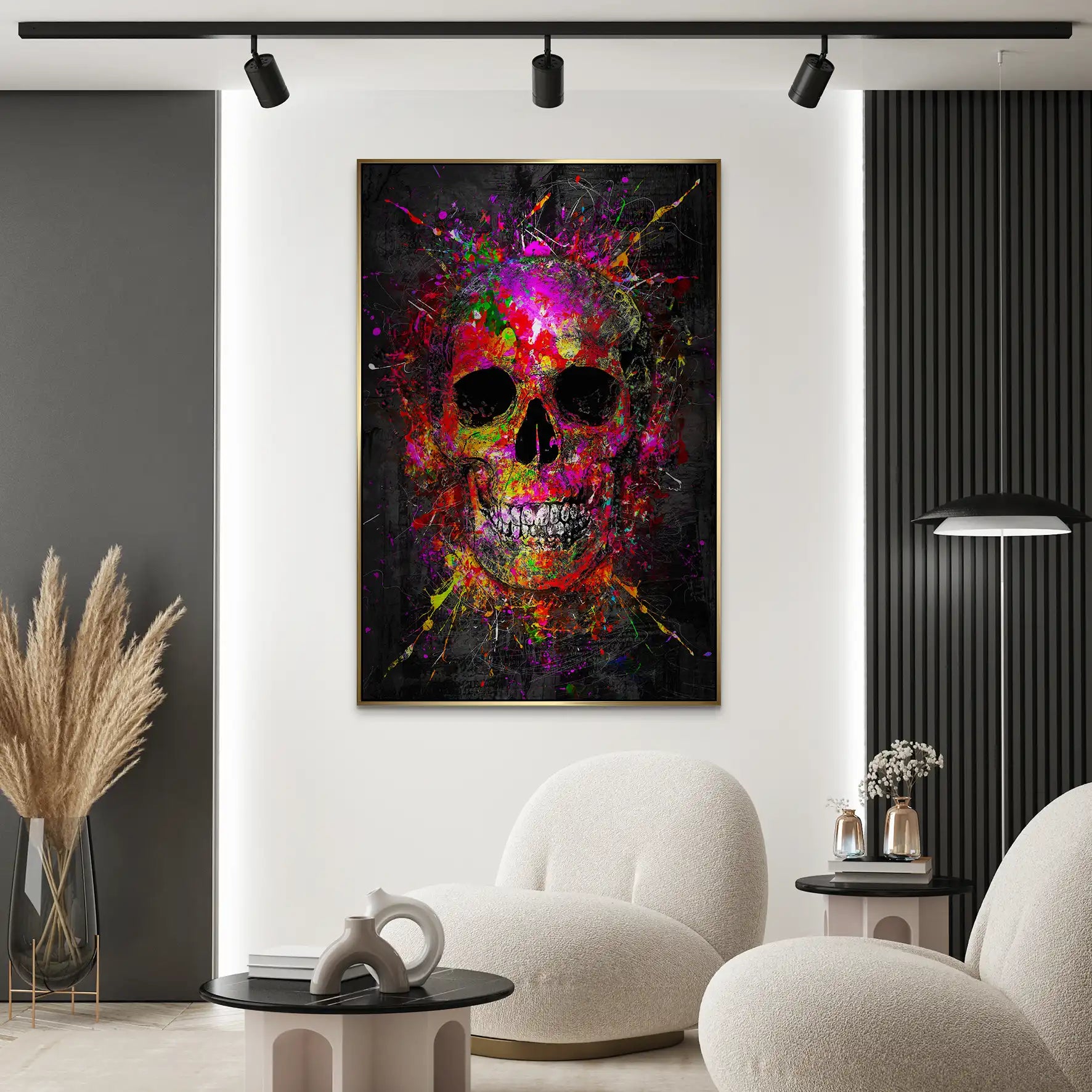 Totenkopf Abstrakt Color Art AluDibond Gebürstet INGALERIE