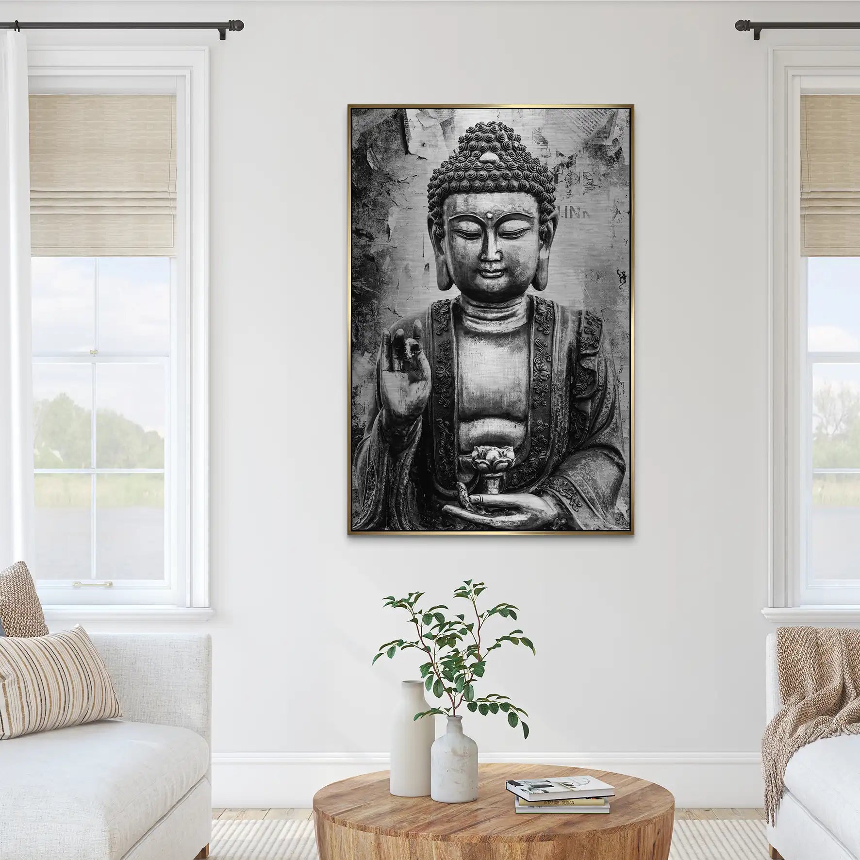 Buddha Black Style AluDibond Gebürstet INGALERIE