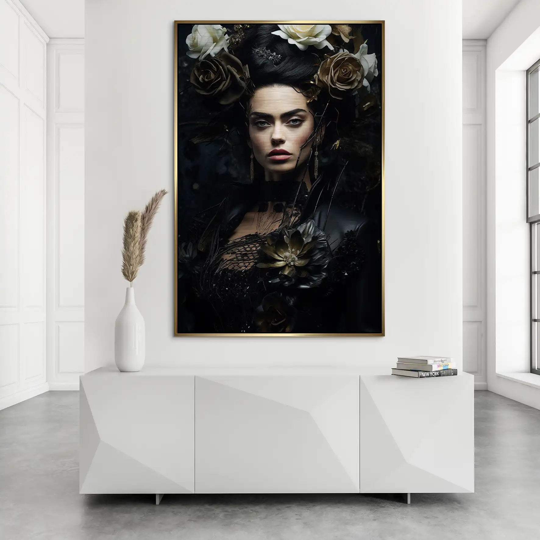 Frida Kahlo Dark Style AluDibond Gebürstet INGALERIE