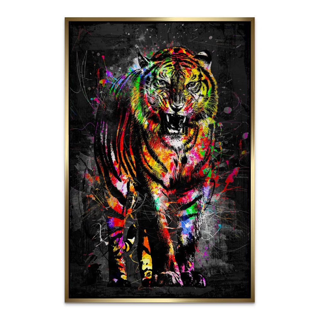 Tiger Abstrakt Color AluDibond Gebürstet INGALERIE