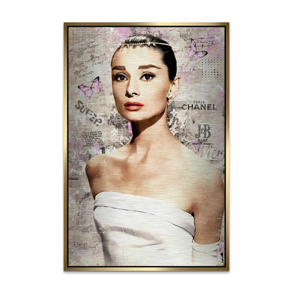 Audrey Hepburn Modern Style Pop Art AluDibond Gebürstet INGALERIE