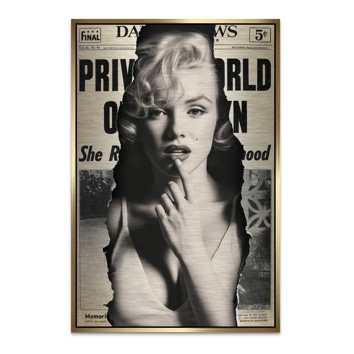 Marilyn Monroe News Alu Dibond Bild gebürstet