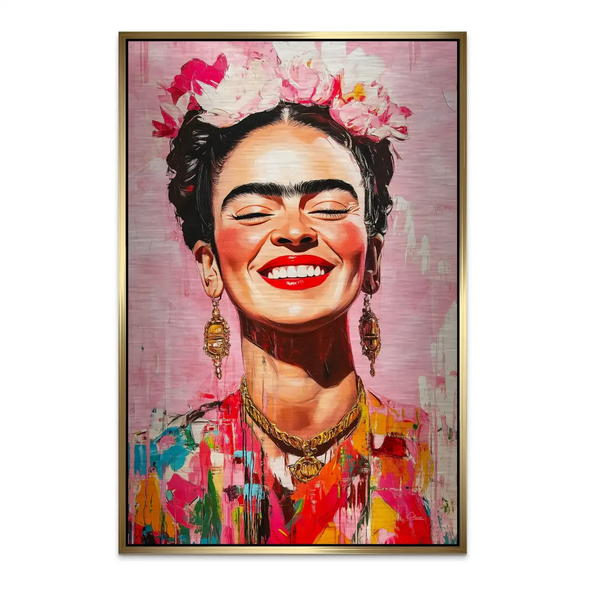 Frida Kahlo Happy Smile Alu Dibond Bild gebürstet